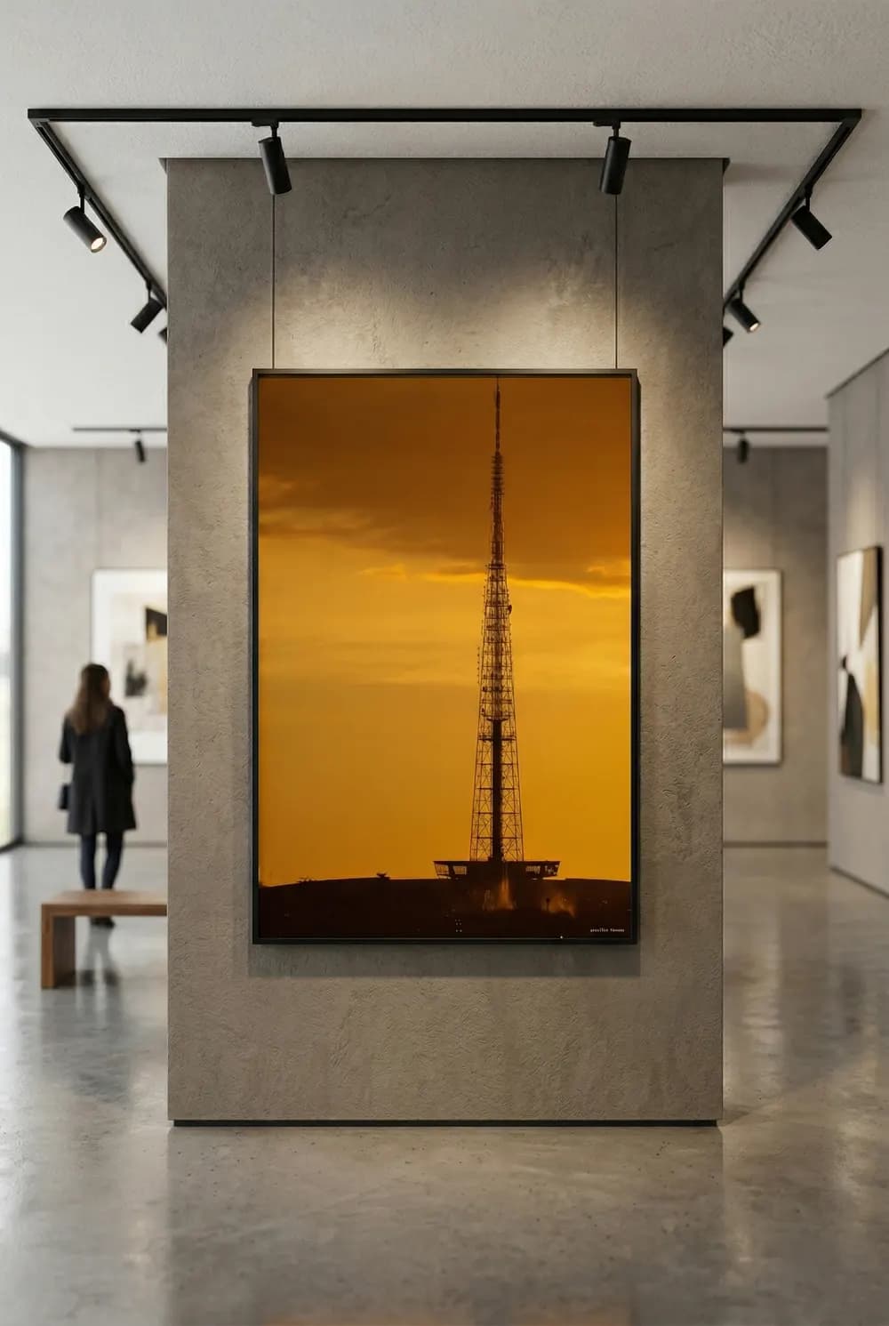 Obra do acervo exposta em galeria, sob iluminação de museu